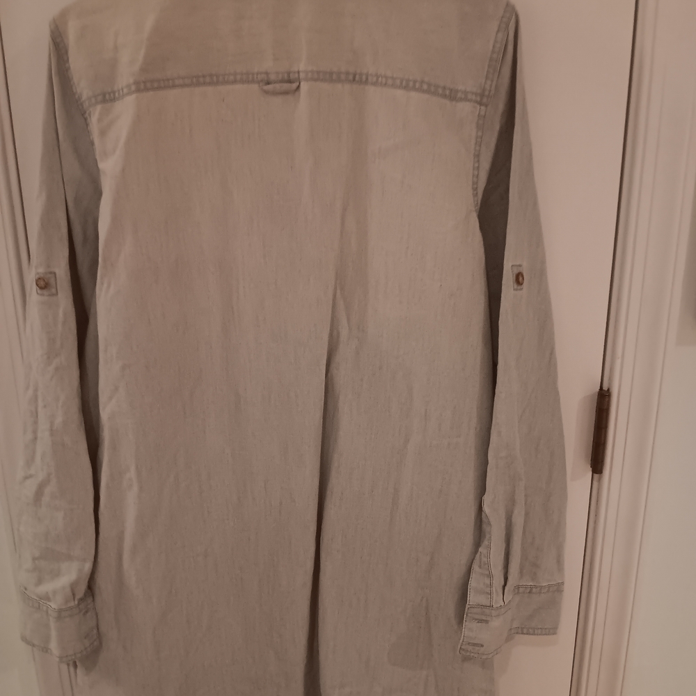 J. Crew Long Sleeve Shirt Dress in Light Sage